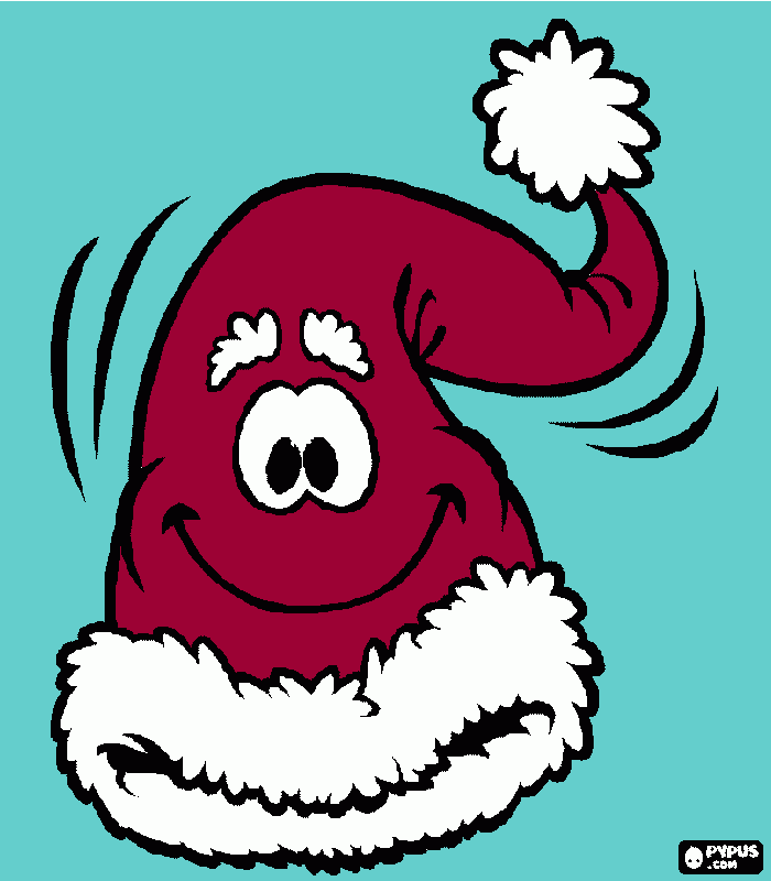 Un gorro rojo y blanco gorro de Navidad para colorear