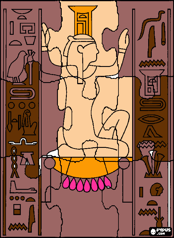un grabado de escritura de los egipcios para colorear
