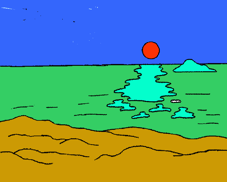 un paisaje colorido para colorear