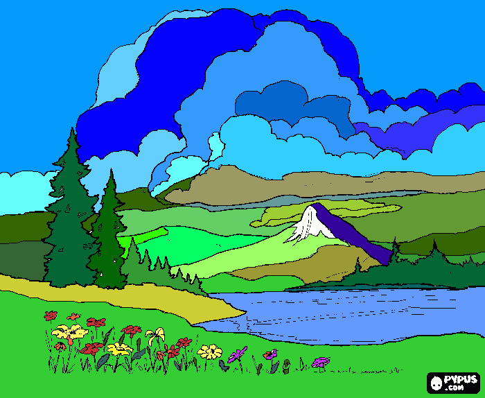 un paisaje hermoso para colorear