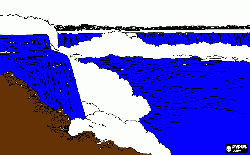 un paisaje natural con agua para colorear