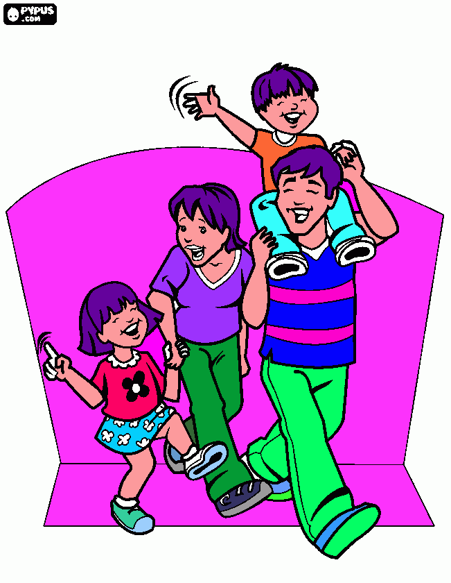 UN PASEO EN FAMILIA para colorear