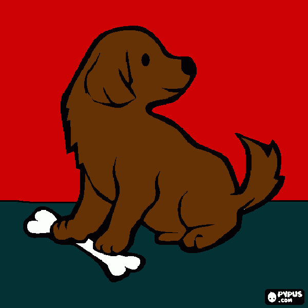 un perro comiendo hueso para colorear