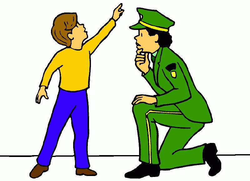 un policia ayudando a an niño para colorear