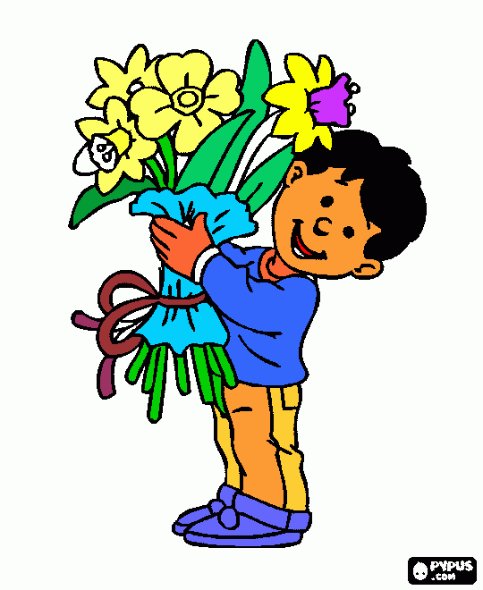 UN REGALO PARA MAMÀ, un ramo de flores para colorear