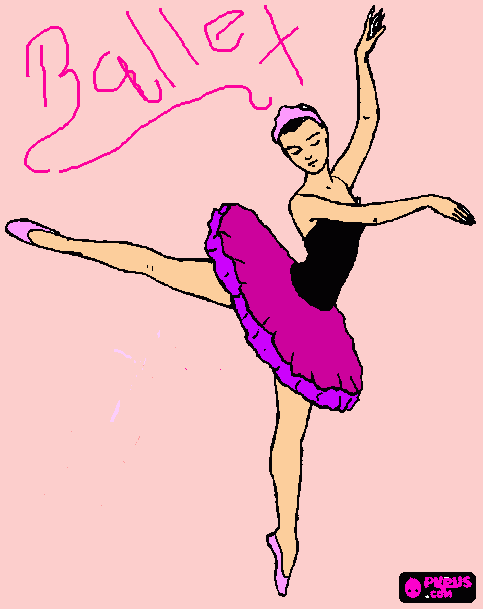 una bailarina con tutu leotardo corona dice ballet y con sapatillas de ballet y pintada de colores para colorear
