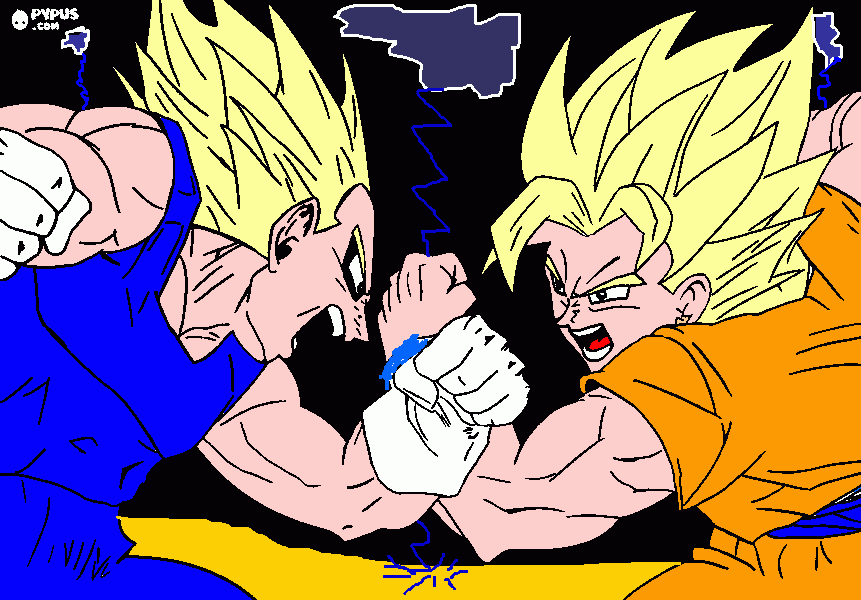 una batalla de super sayayin para colorear