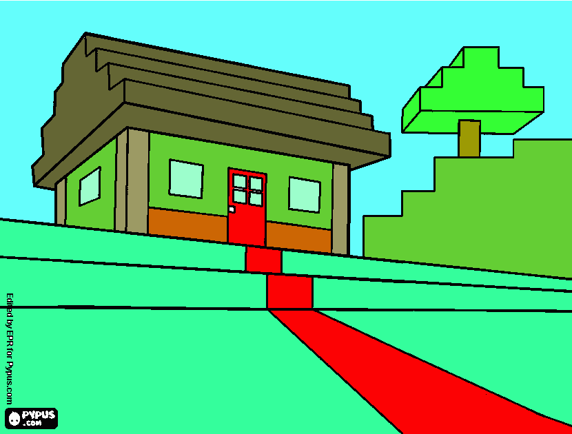 UNA  CASA  PARA  STEVE MINECRAF. para colorear