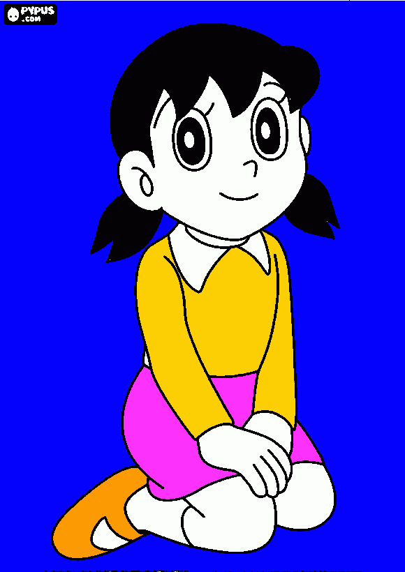 Una chica que se trata de pintarla con colores y pinto a suky para colorear