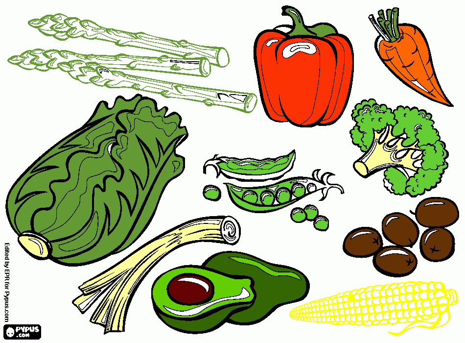 UNA COLECCION DE VERDURAS  para colorear