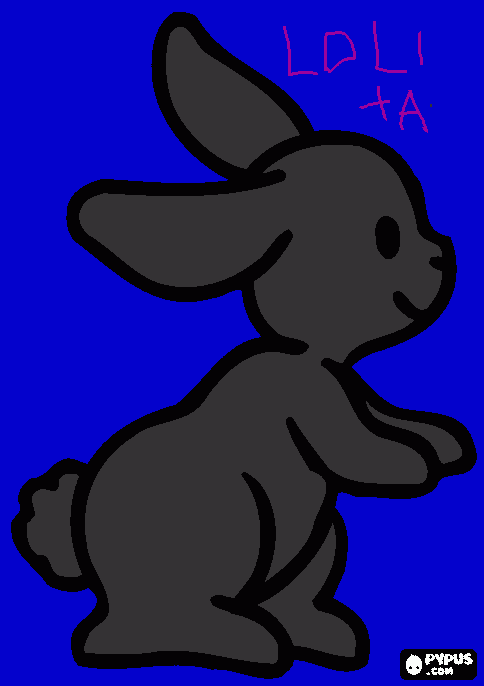 una coneja de color cris ojos negros  para colorear