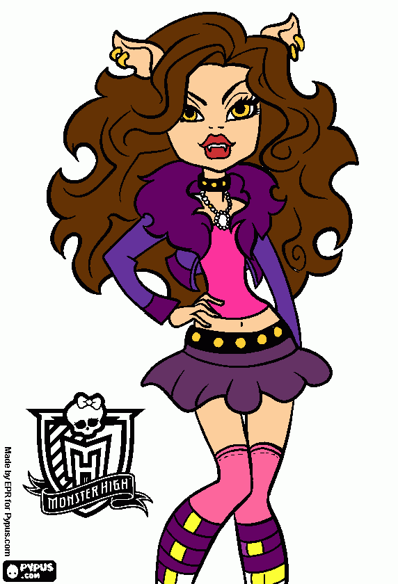 una monster hihg mujer loba para colorear