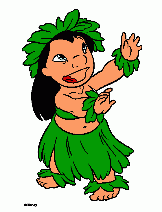 una niña hawaiana, para colorear