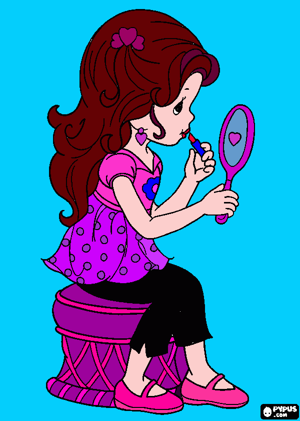 una niña pintandose para colorear