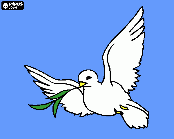 una paloma blanca es el símbolo cristiano y judio tradicional para el amor y la paz para colorear