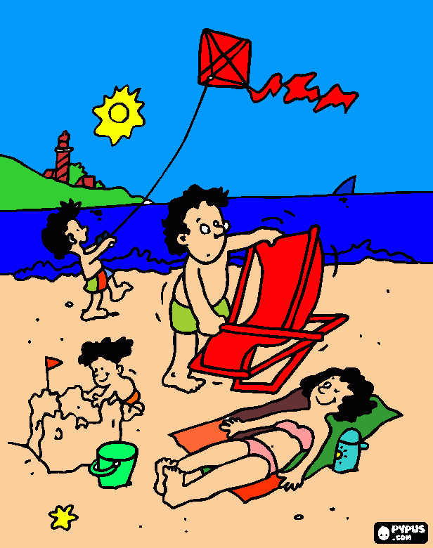 una playa para mi mama para colorear