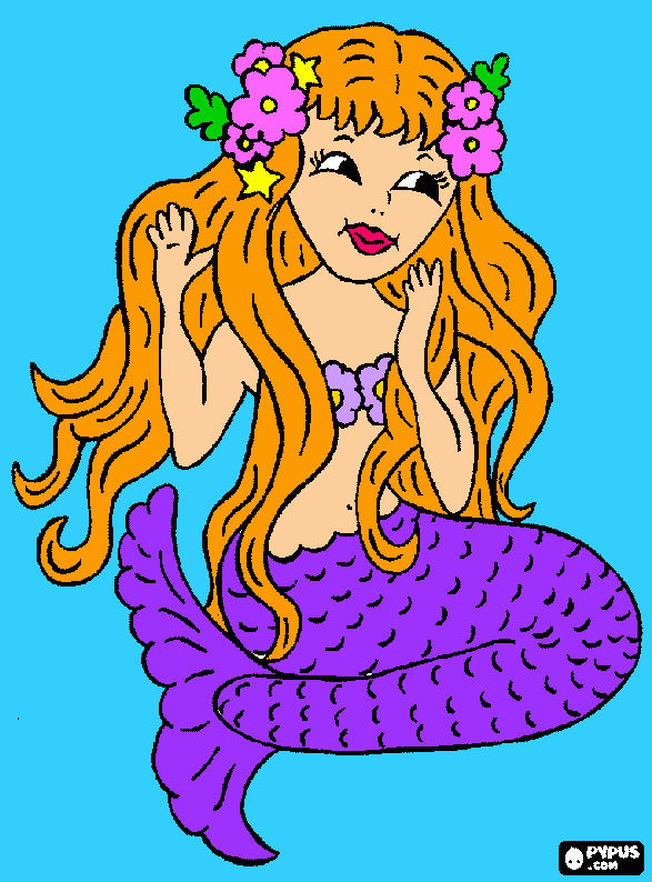 una sirena muy bonita para colorear