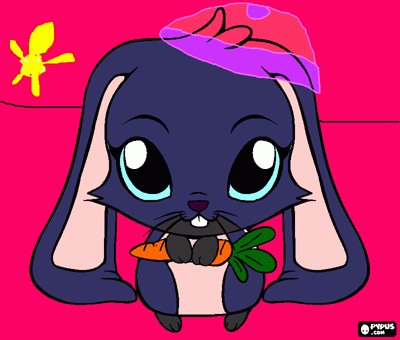 unconejito tierno con gorra y una zanaoria para colorear