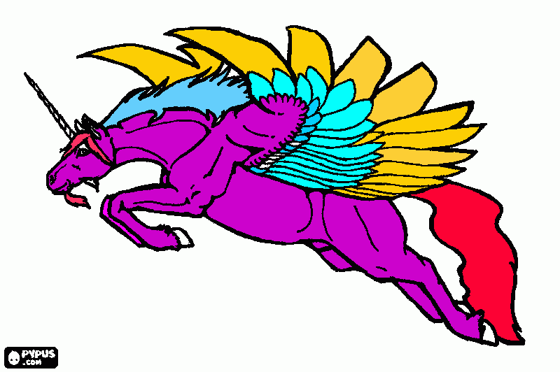 unicornio  morado para colorear