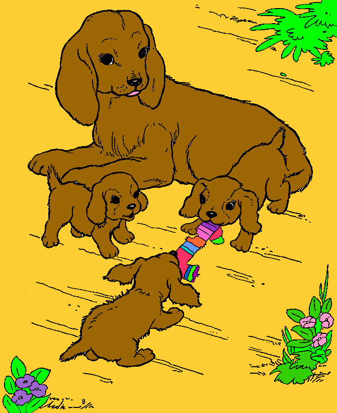 unos peritos chicos con su mama para colorear