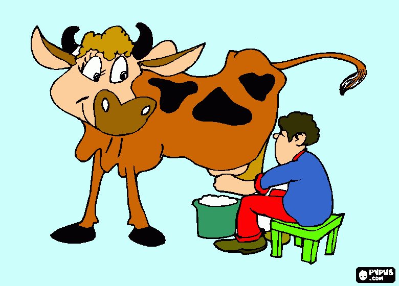 vaca ordeñando para colorear