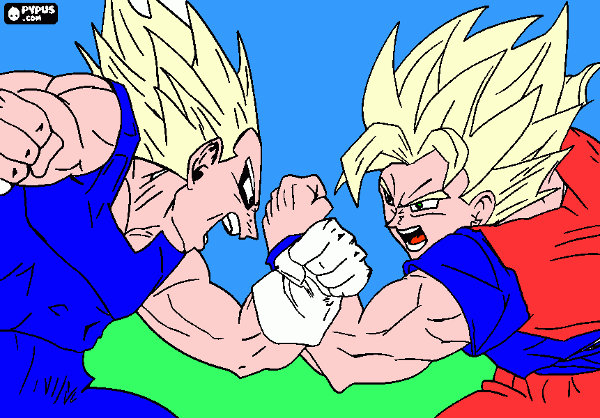vegeta majin vs goku ssj2 para colorear