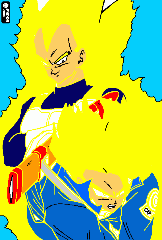 vegeta y trunks ssj pelando vs los androides para colorear