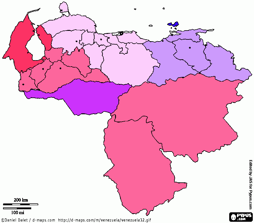 venezuela mapa coloreado para colorear