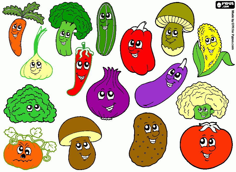 VERDURAS PARA COMER  para colorear