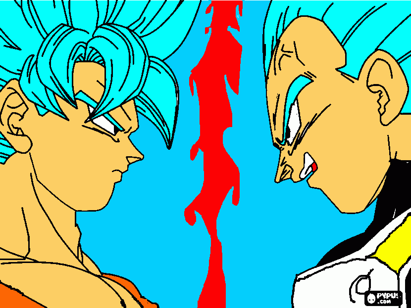 vgeta ssjGODBlue vs goku ssjGODBlue para colorear