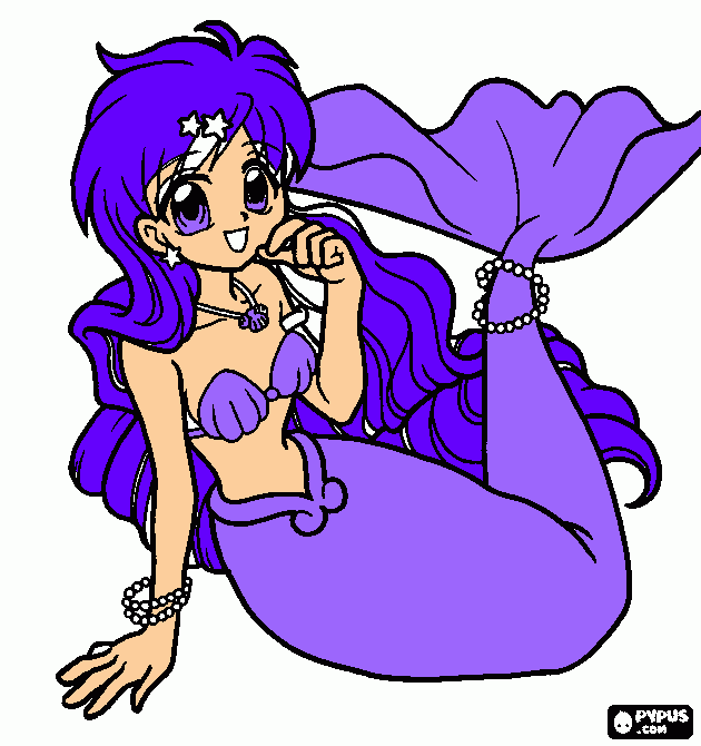 violeta princesa sirena de la paerla lila para colorear