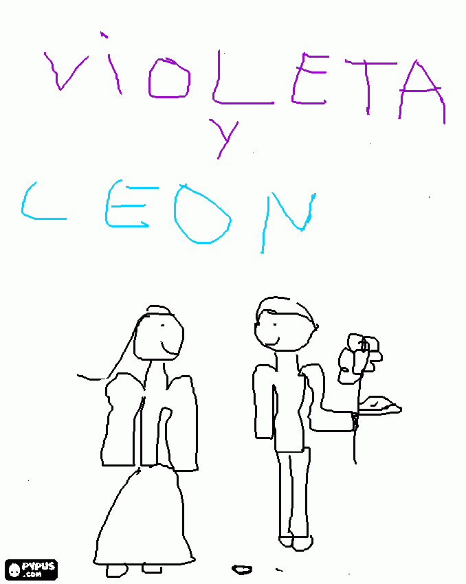 violetta y leon para colorear
