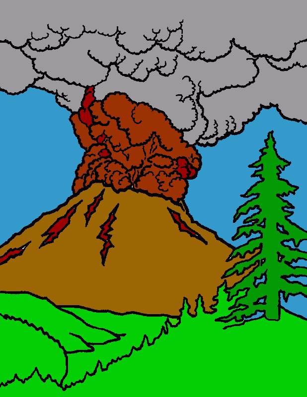 volcan para colorear
