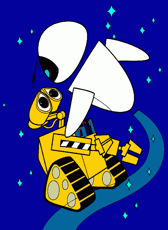 wall e y eva para colorear