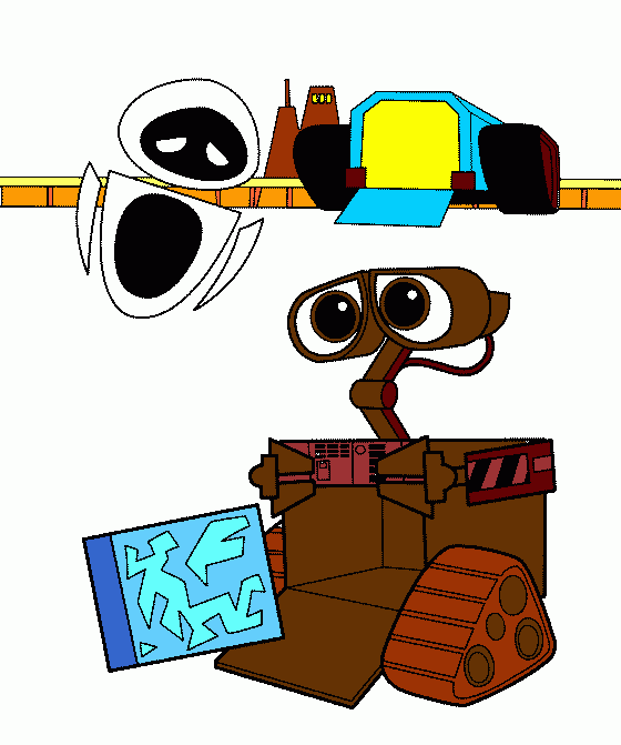 Wall-E  y su amiga Eva para colorear