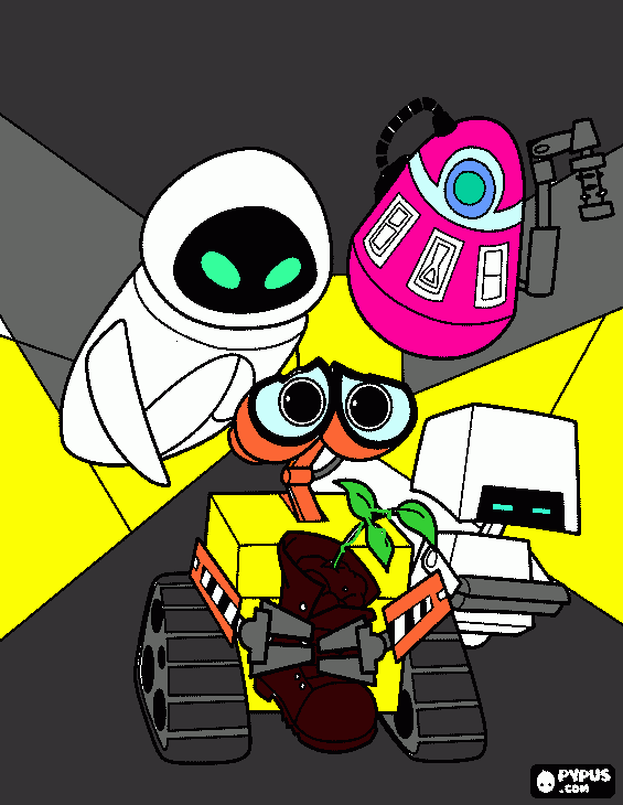 wally y Eva para colorear