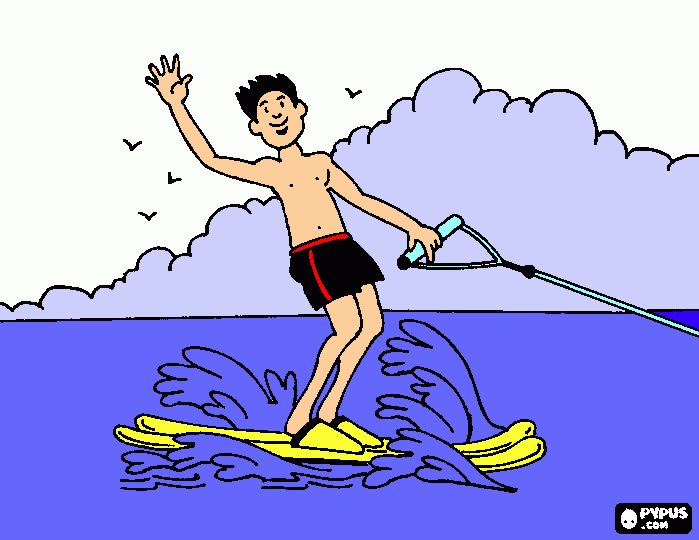 water skiing para colorear