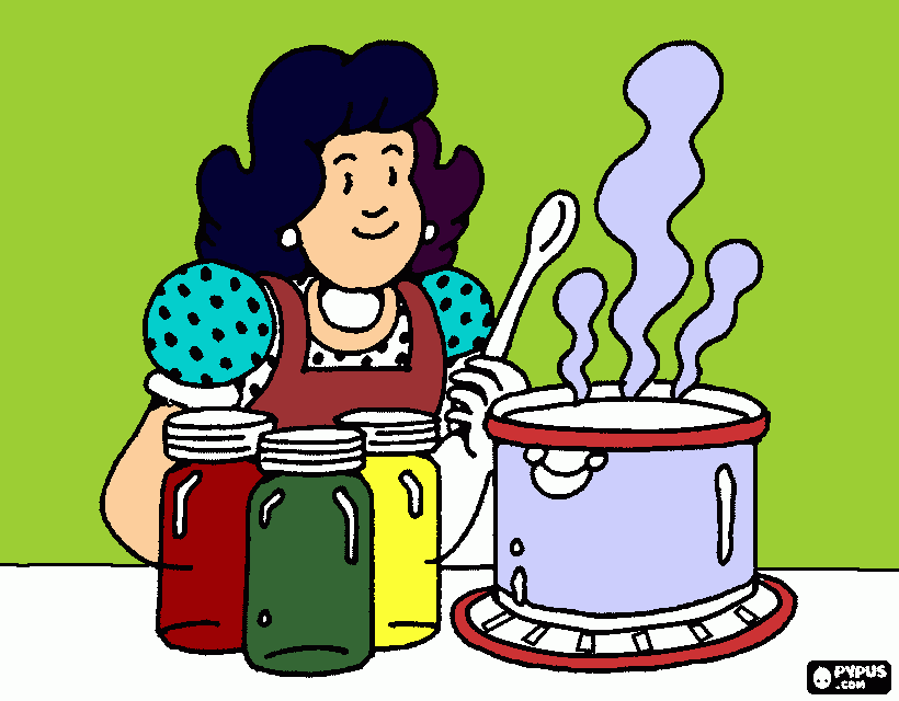 Yaye Haciendo conservas para colorear