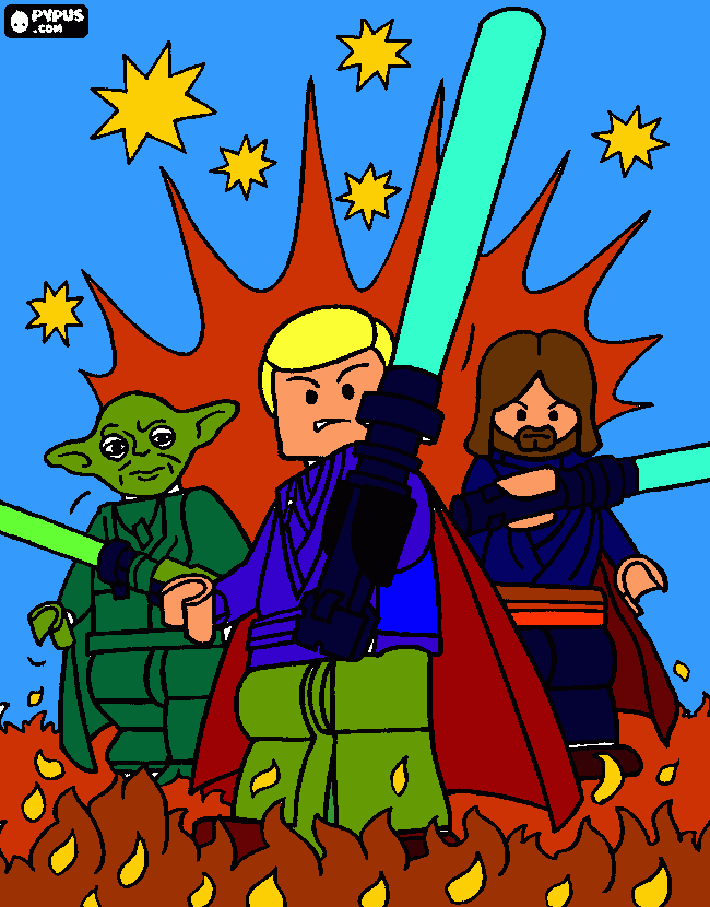 Yoda y sus amigos yedi para colorear