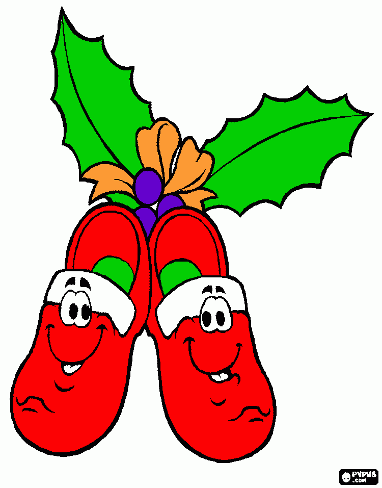 zapatos navideños para colorear