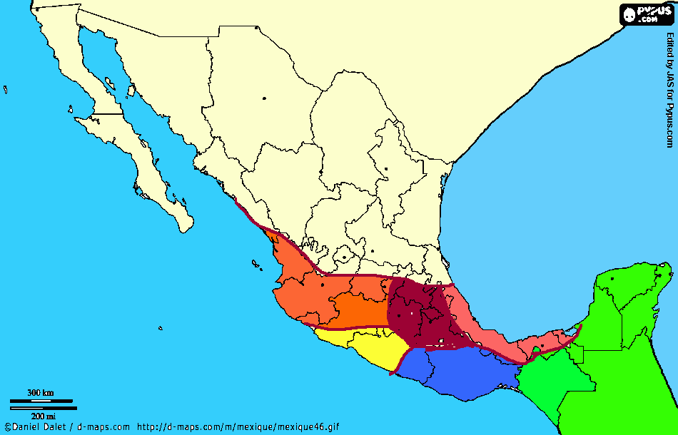 Zonas culturales Mesoamérica para colorear