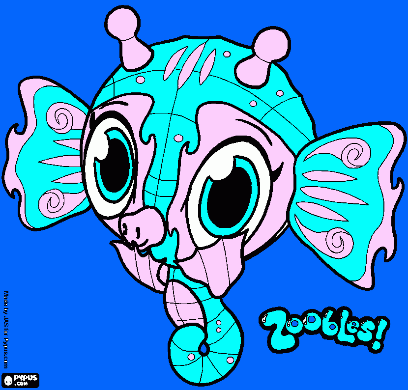 Zoobles un lindo caballito de mar para colorear
