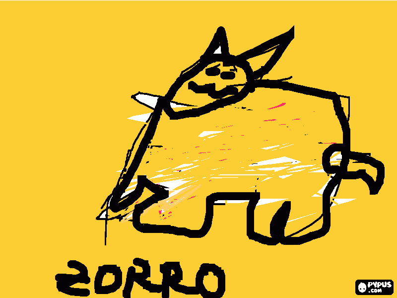 zorro, un dibujo sobre fondo de color para colorear