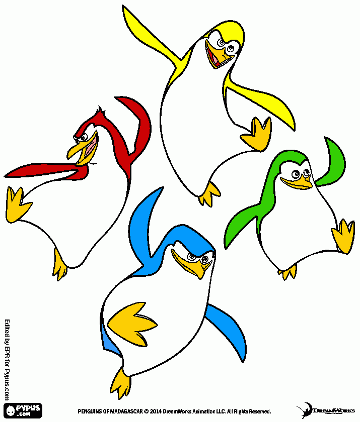 펭귄 발차기 para colorear