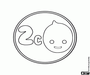 Colorear 2 céntimos, una moneda de Pypus