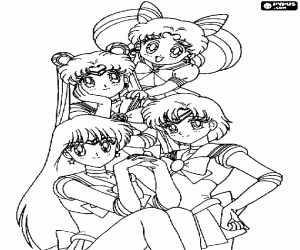Colorear Las 4 principales Sailor Scouts