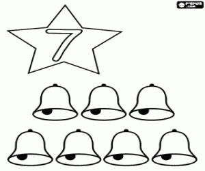 Colorear 7 campanas y el número siete