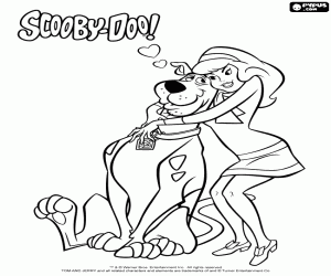 Colorear El abrazo de Daphne a Scooby-Doo