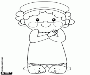 Colorear La abuela con las ropas de dormir