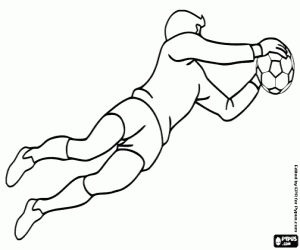 Colorear Una acción del guardameta en fútbol